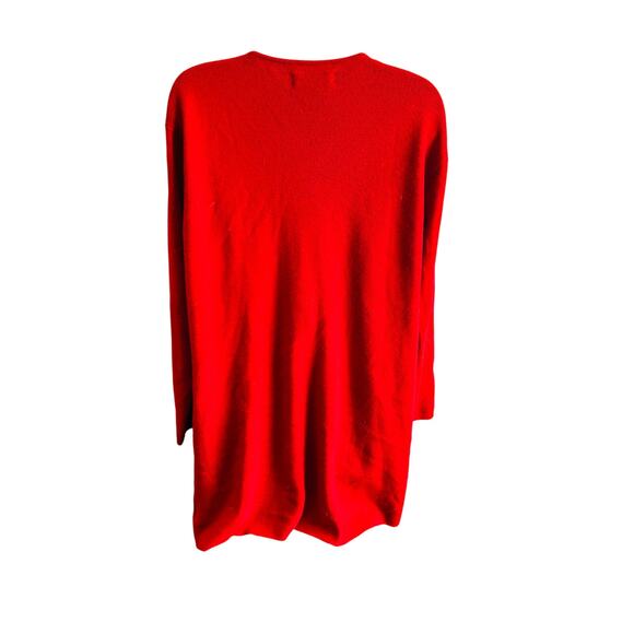 Eddie Bauer Womens Red Wool Grandpa Cardigan Dress Petite XL Merino Button Long - Picture 3 of 4